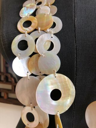 Vintage MONIES Mother of Pearl Shell Link Necklace 4