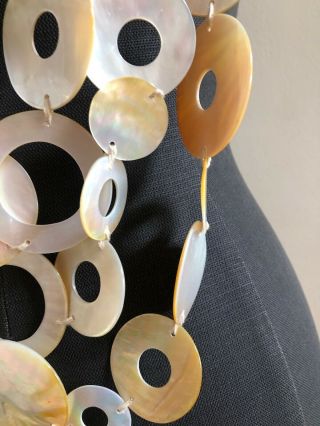 Vintage MONIES Mother of Pearl Shell Link Necklace 5