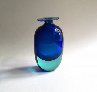 Vintage Cenedese Antonio Da Ros Cobalt Blue Turquoise Sommerso Murano Glass Vase