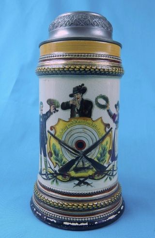 Antique German Germany Ww1 Military Regimental Porcelain Lidded Beer Stein Mug 6