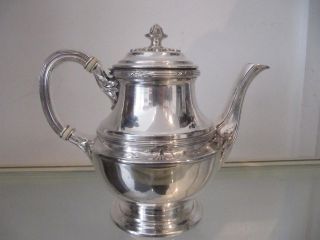 Early 20th C French Silverplate Gallia Christofle Teapot Louis Xvi St Laurels
