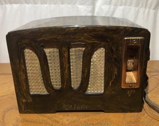 Vintage Rca Victor Catalin Swirled Bakelite 9x - 4 Mini Radio Nos
