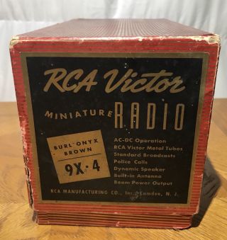 Vintage Rca Victor Catalin Swirled Bakelite 9x - 4 Mini Radio NOS 2