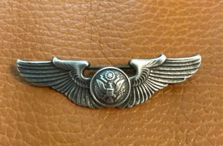 Vintage Sterling Ww2 Us Military Aircrew Wings Badge Pin Eagle Crest 2 Inches