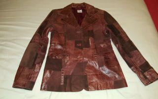 True Vintage Levis Casuals Patchwork Leather Jacket Burgundy Red Sz Medium