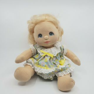Vintage 80s Mattel My Child Doll Blonde Ringlets Yellow Tullip Dress Aussie