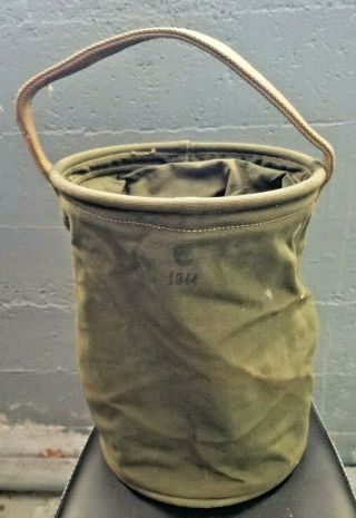 1944 Ww2 Us Army Canvas Water Bucket.