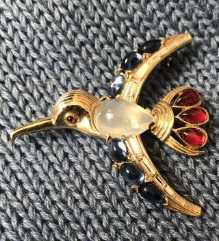 Rare Vintage Trifari Crown Jelly Belly Albatros Bird Pin/brooch