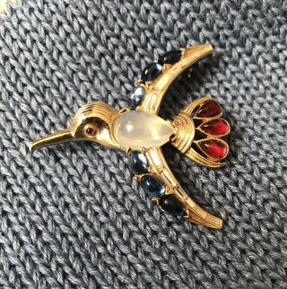 Rare Vintage Trifari Crown Jelly Belly Albatros Bird Pin/Brooch 2