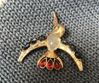 Rare Vintage Trifari Crown Jelly Belly Albatros Bird Pin/Brooch 3