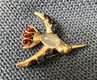 Rare Vintage Trifari Crown Jelly Belly Albatros Bird Pin/Brooch 4