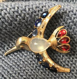 Rare Vintage Trifari Crown Jelly Belly Albatros Bird Pin/Brooch 8