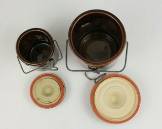 Set of 2 Brown Ceramic Stoneware Crocks Fermenting Kimchi Pickle Jars Clamp Lids 5