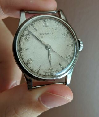 Longines vintage steel calatrava watch 12.  68 circa 1950 2