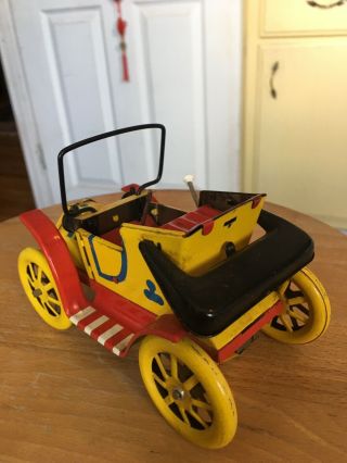 Vintage Tin Toy Wind Up Jalopy car Made In Japan 3