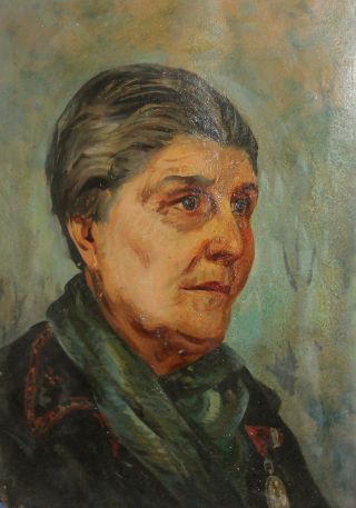 Antique Impressionist Oil Painting Old Woman Portrait Signed