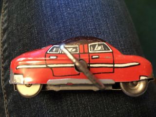 Vintage 1950 - 60s Technofix Tin Litho Wind Up Red Car With Key West Germany
