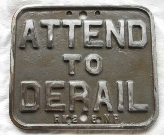 Vintage Railroad Cast Iron Attend To Derail Np Sign Switch Rr
