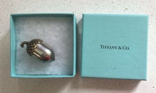 Tiffany Sterling Silver & Gold Gilt Acorn Thimble Case / Trinket Box / Pill Box