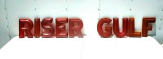 Vintage Riser Gulf Oil Gas Service Station 10 " Marquee Letters Old Sign