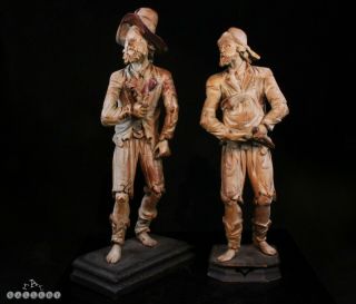 18th Century German / Italian Groden Carved Wood Beggar Figures