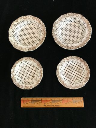 Antique Brown Transferware FARMHOUSE Ironstone Butter Pats Dishes Star Design 2