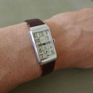 STUNNING GENTS VINTAGE RECTANGULAR 1930s ROLEX (BENSON LONDON) HOODED LUGS WATCH 7