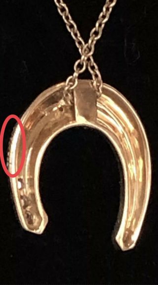 18k Tiffany & Co.  3D Diamond Gold Horseshoe Charm Pendant Necklace Vtg Rare HTF 10