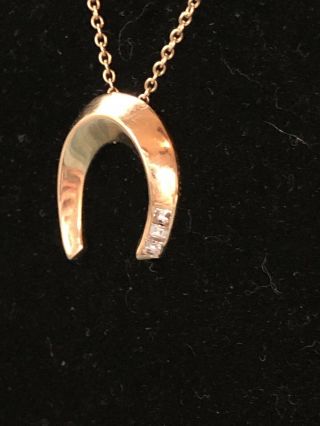 18k Tiffany & Co.  3D Diamond Gold Horseshoe Charm Pendant Necklace Vtg Rare HTF 8