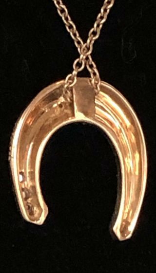18k Tiffany & Co.  3D Diamond Gold Horseshoe Charm Pendant Necklace Vtg Rare HTF 9