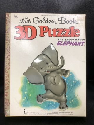 The Saggy Baggy Elephant 3d Puzzle Jigsaw Little Golden Books 1978 Larami Corp