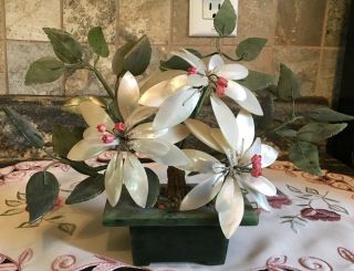 Vintage Jade Flowering Tree Mother Of Pearl Blooms