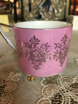 Vintage Royal Halsey Very Fine Tea Cup No saucer Gold And Pink 3