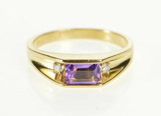 14k Emerald Cut Amethyst Diamond Accent Squared Ring Size 6.  5 Yellow Gold 95