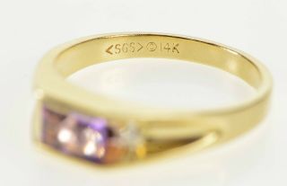 14K Emerald Cut Amethyst Diamond Accent Squared Ring Size 6.  5 Yellow Gold 95 3