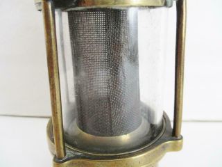 VERY EARLY BRASS/STEEL MINERS LAMP GAUZE INSIDE GLASS RARE GUYS / THIMBLE TOP 7