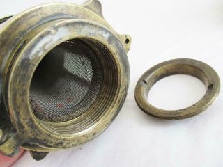VERY EARLY BRASS/STEEL MINERS LAMP GAUZE INSIDE GLASS RARE GUYS / THIMBLE TOP 8