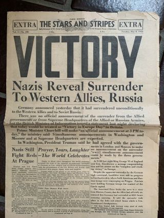 - Stars And Stripes - Paris Edition - “victory” Newspaper - May 8th 1945