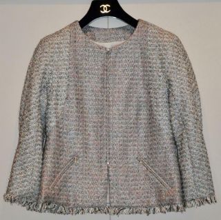Nwt Chanel 11p Classic Fringed Tweed Jacket 36 Rare Blazer