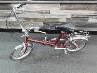 Vintage The Raleigh Folding Bike Bicycle Folder Japan 3 Speed Burgandy Wine