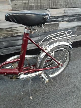 Vintage The Raleigh folding bike bicycle folder Japan 3 Speed Burgandy wine 2