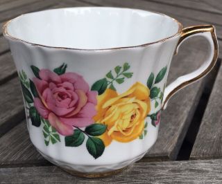Royal Eton Staffordshire Pink Yellow Rose Tea Cup Fine Bone China England