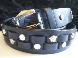 Vintage Versace Black Leather Medusa Belt High End Couture High End Accessories