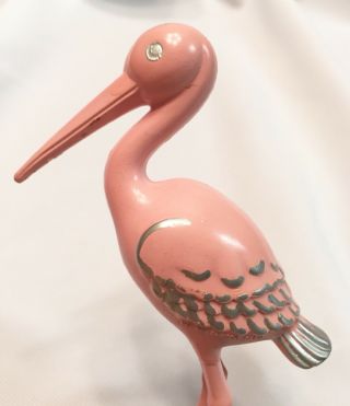 Vintage Knickerbocker Plastic Stork North Hollywood Baby Shower Rare Pink