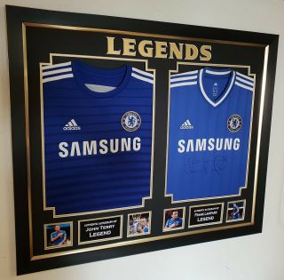 Rare John Terry And Frank Lampard Of Chelsea Signed Shirt Autograph Display