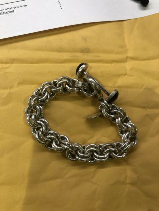 Harlene Kalibre Sterling Silver Onyx Toggle Cable Chain Bracelet