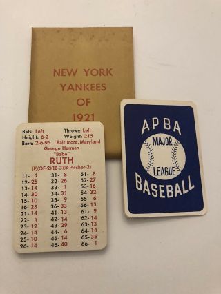 Apba Gtop 1921 York Yankees Nm - 12 On 23 No Js
