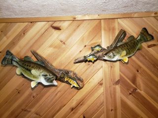 Largemouth bass perch wood carving fish taxidermy fishing lure Casey Edwards 11