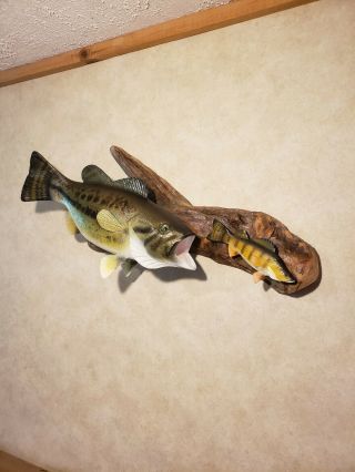 Largemouth bass perch wood carving fish taxidermy fishing lure Casey Edwards 5