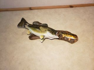 Largemouth bass perch wood carving fish taxidermy fishing lure Casey Edwards 7